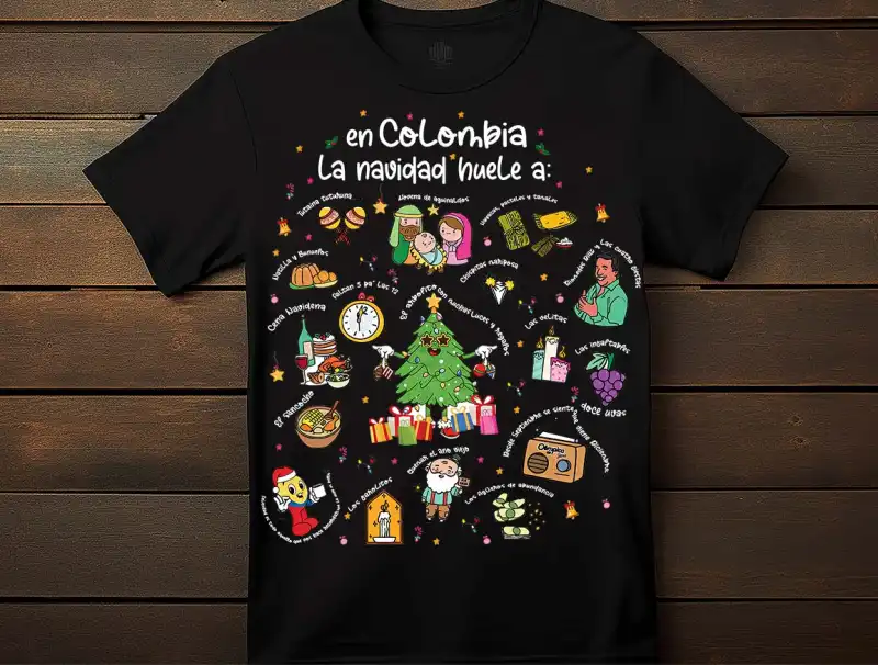 En Colombia la navidad Huele Plantilla DTF Sublimacion