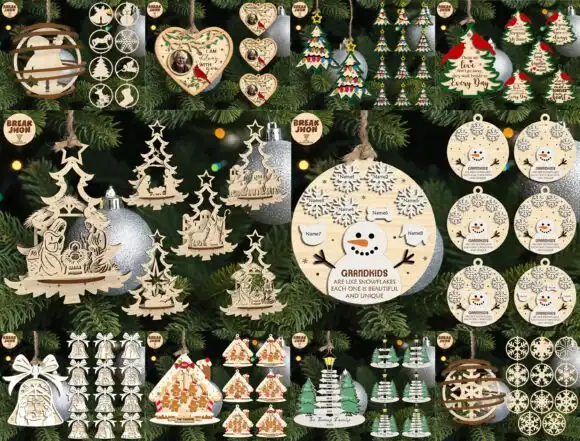 Esferas navideñas corte laser variedad adornos