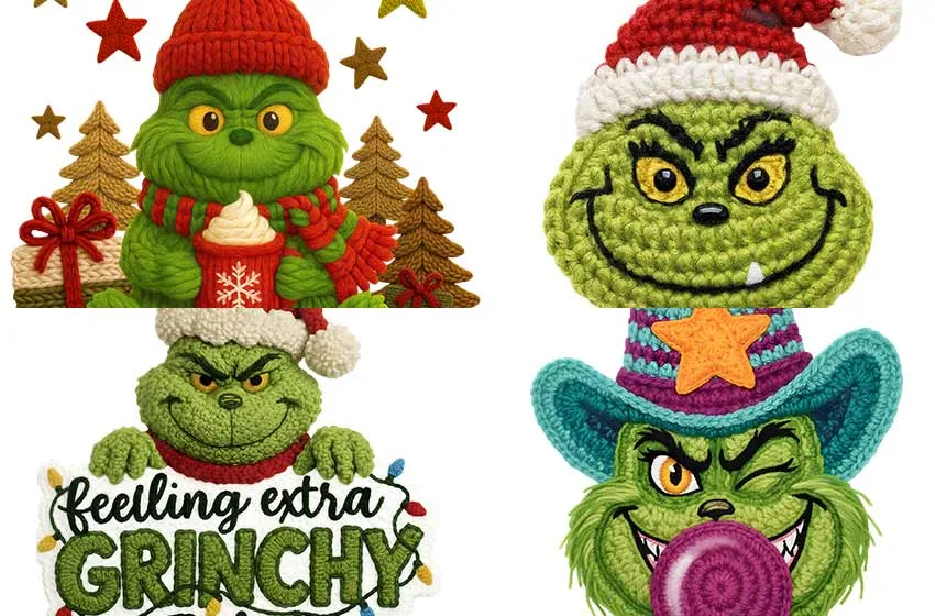 gRINCH Tejido Crochet png Sublimacion