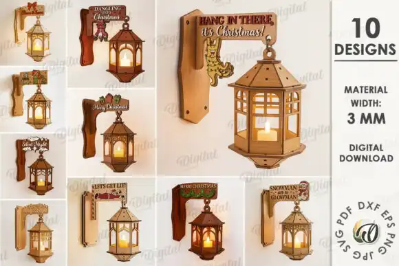 Linternas lamparas navideñas corte laser 10 diseños