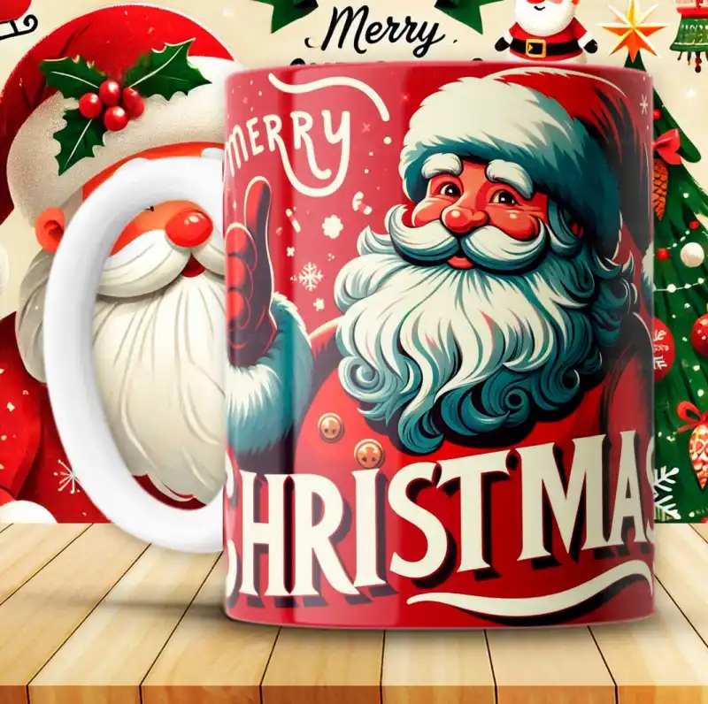 Merry Christmas 12 Plantillas tazas Santa Claus