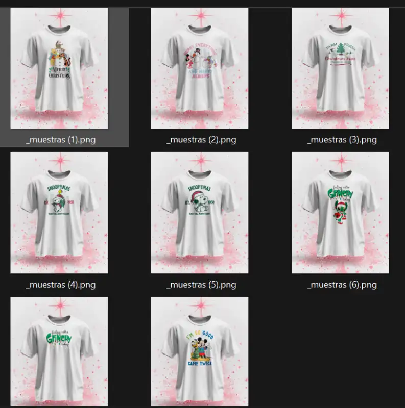 Mickey Minnie Snoopy Stritch Navideños 8 diseños