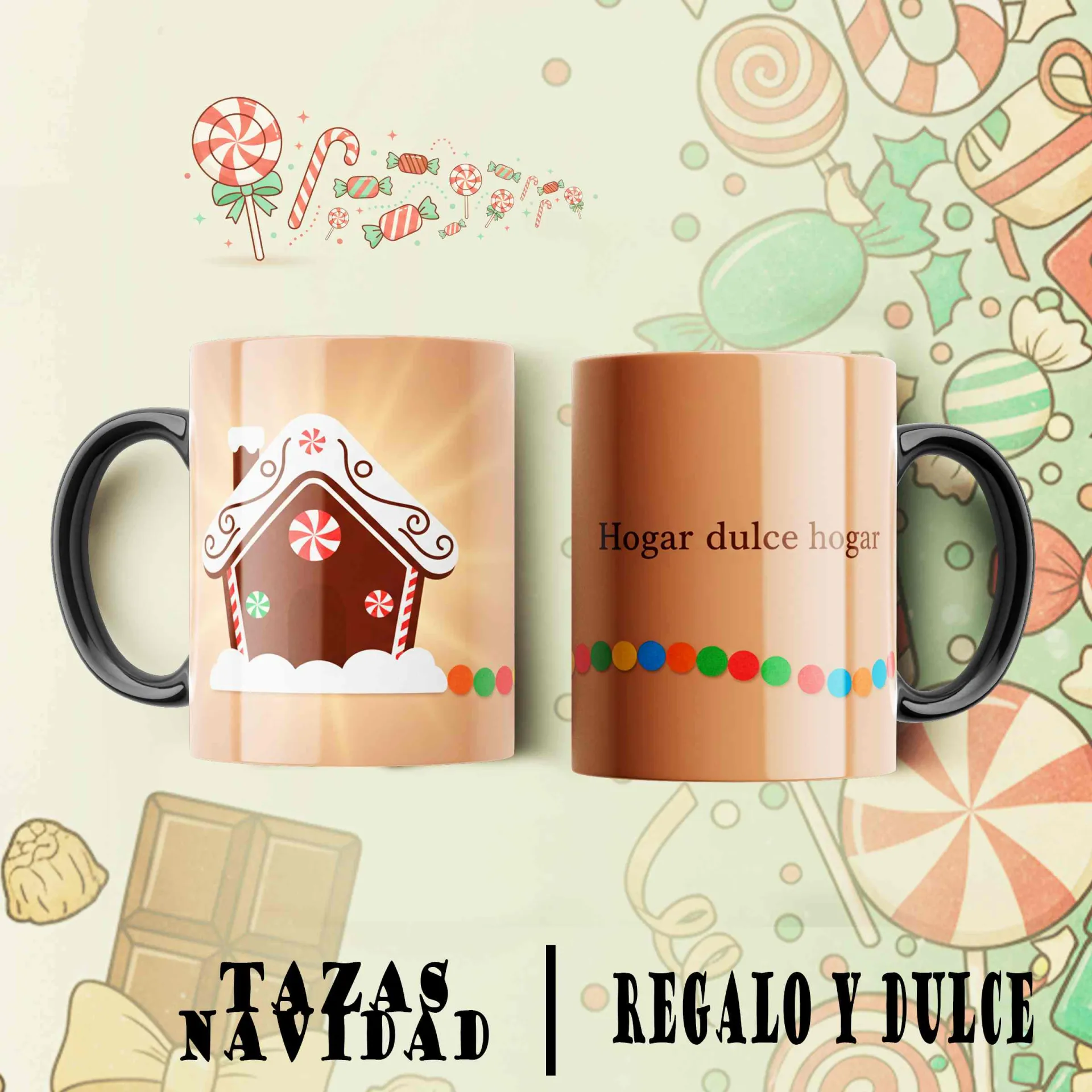 NAVIDAD REGALOS DULCES TAZAS 12 plantillas