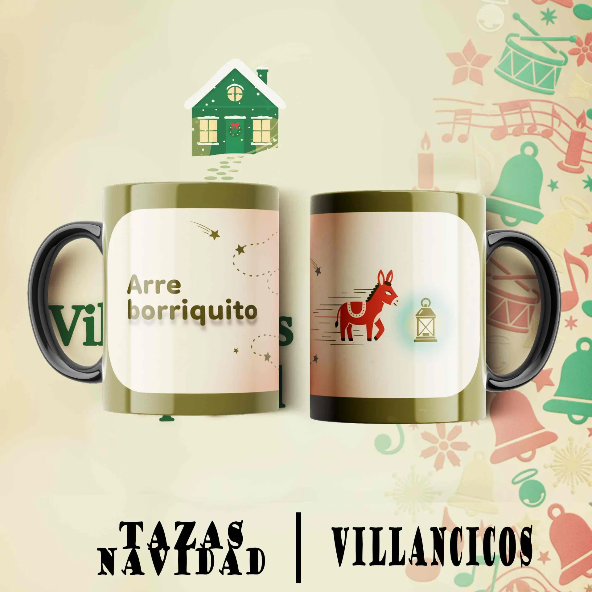 Plantillas VILLANCICOS Navideños Tazas