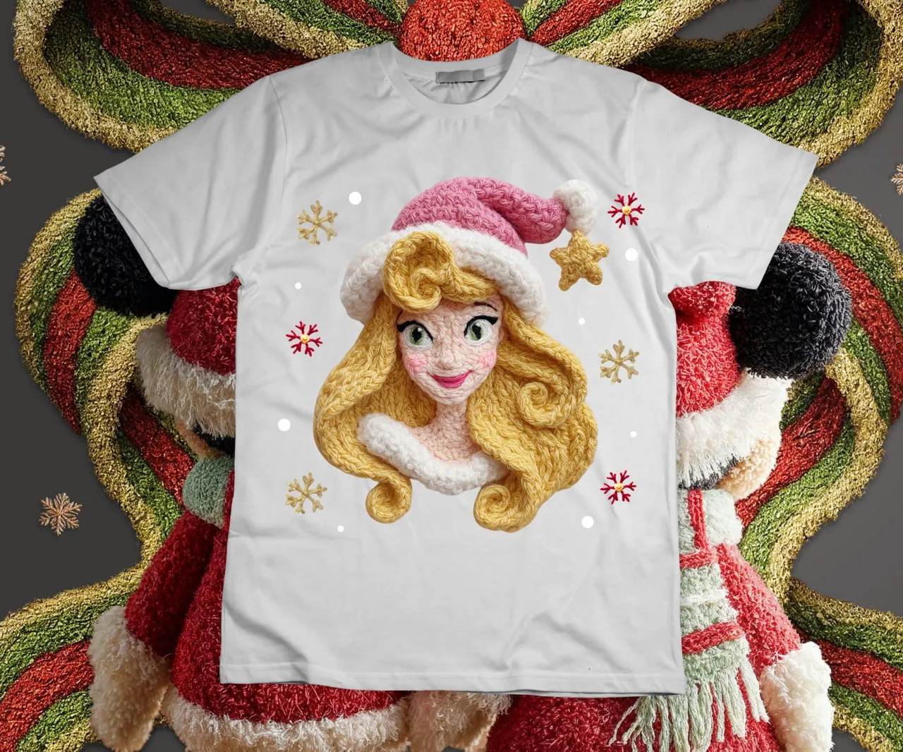 Princesas Navideñas Disney Efecto Tejido Estambre Png 11 diseños
