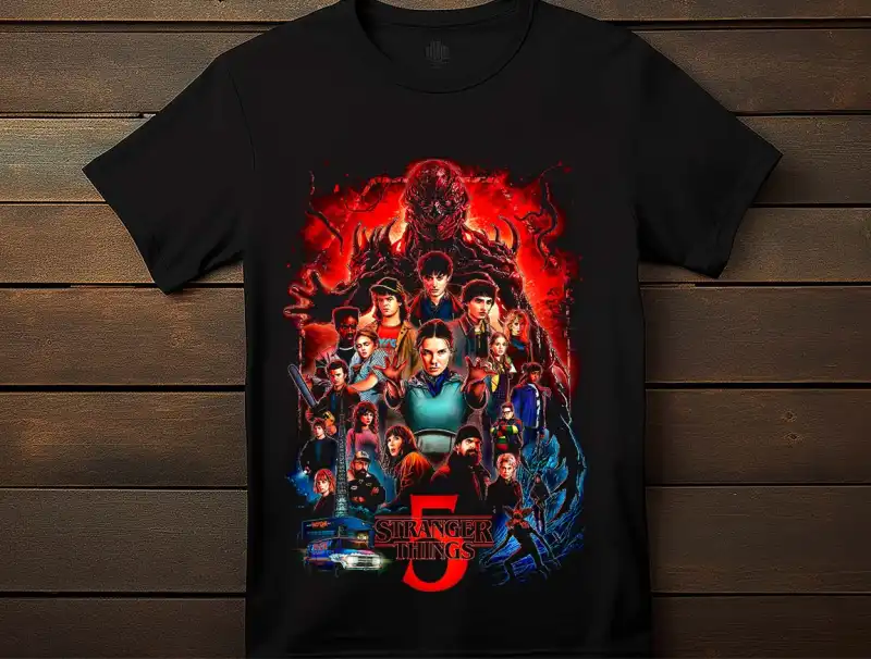 Stranger Things 5 semitonos DTF Playera