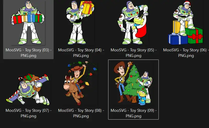 Toy story navideño Buzz Woody PNG 7 diseños