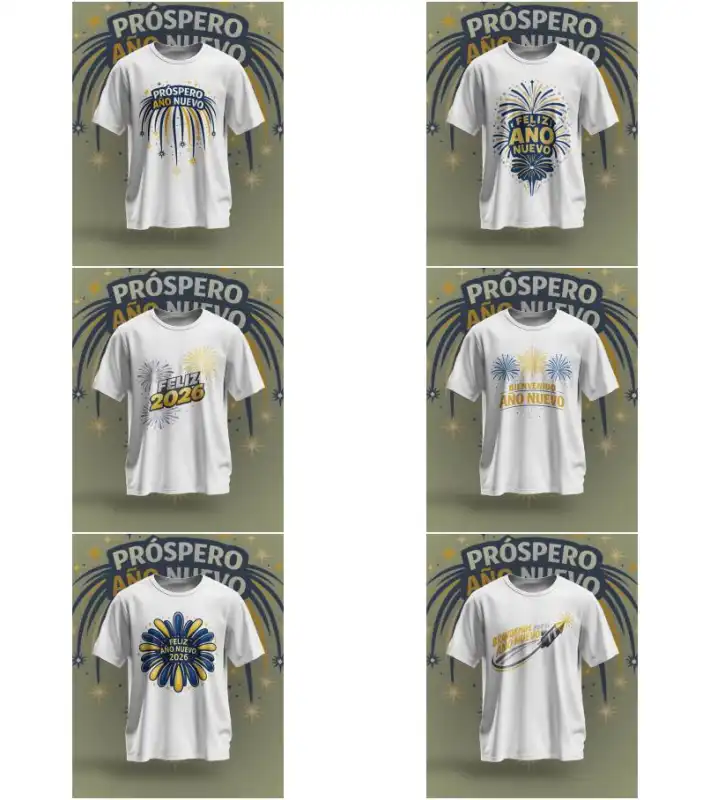10 plantillas año nuevo png sublimación dtf