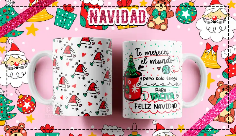 10 plantillas Linda Navidad tazas editables Photoshop