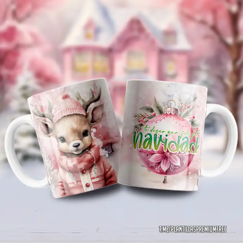 12 plantillas navidad rosa tazas editables psd