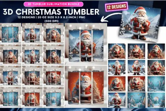 12 plantillas TUMBLER CHRISTMAS Navidad