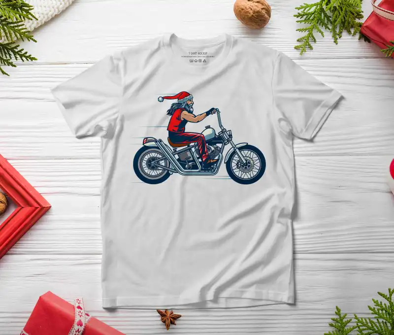 14 vectores Santa en moto navidad