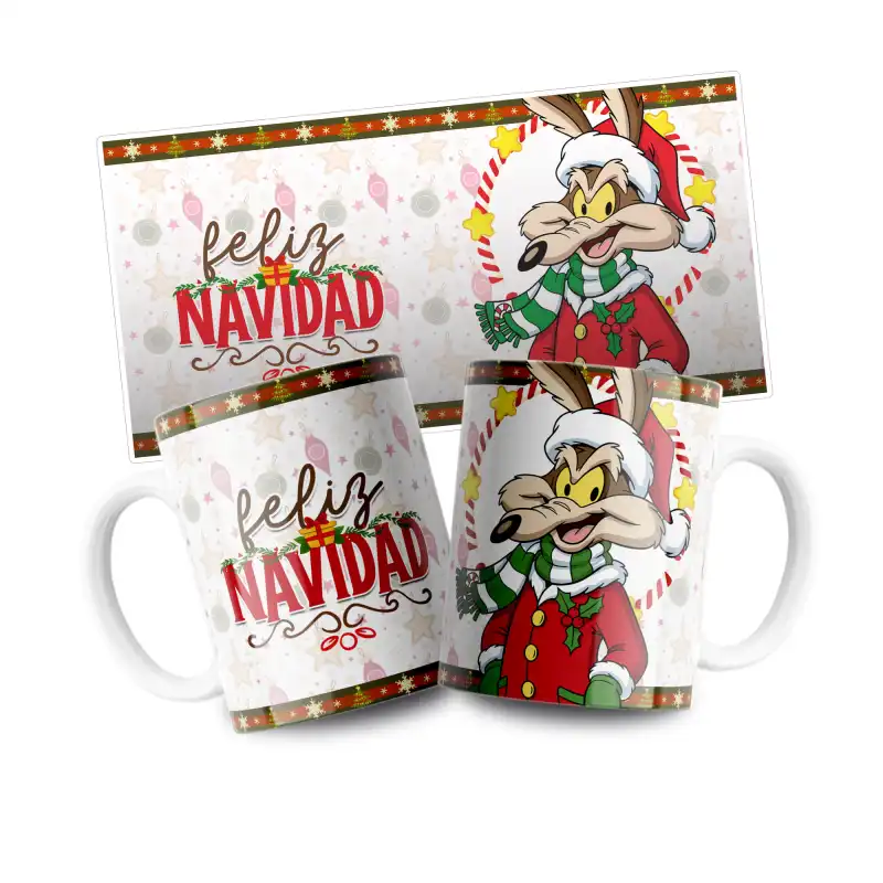 Navidad Looney Tunnes 8 plantillas tazas PSD Editables