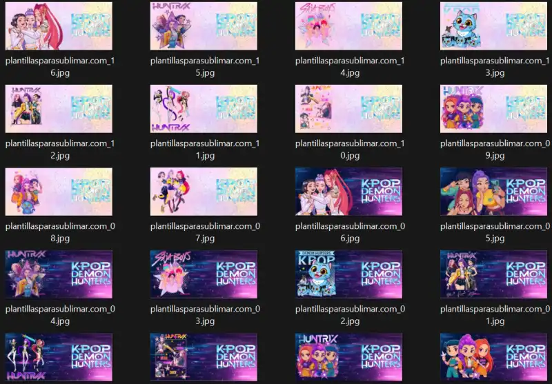 20 plantillas Huntrix demon hunter tazas