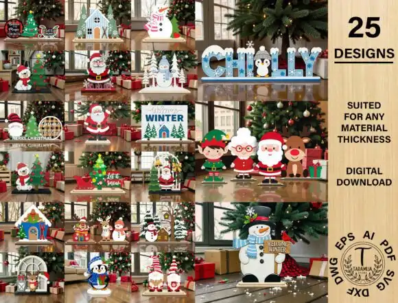 25 archivos cortados con láser para estanterías de invierno