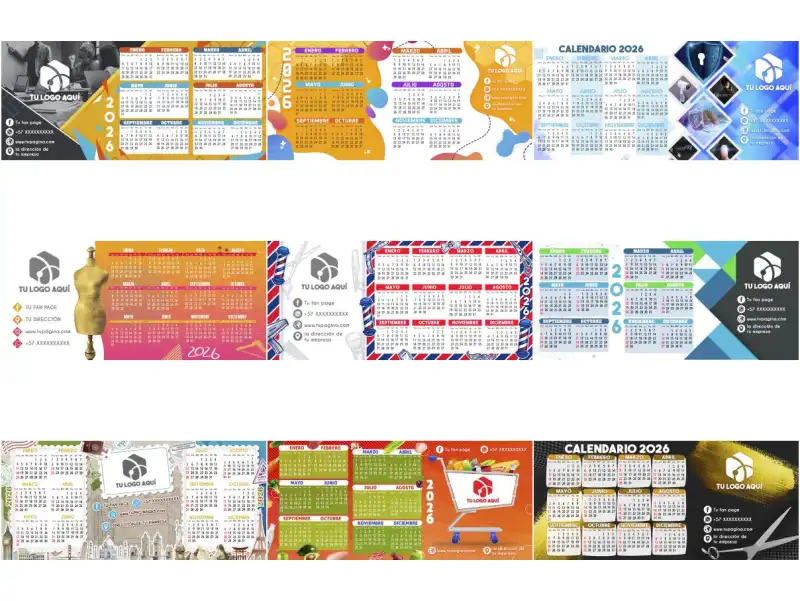 30 plantillas calendarios corporativos empresariales tazas