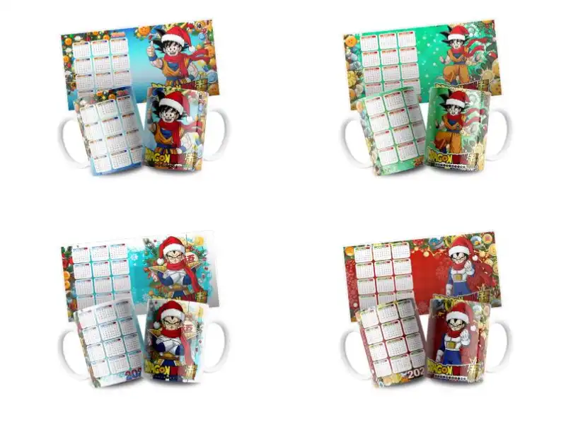 4 plantillas vegeta goku calendario 2026 editable