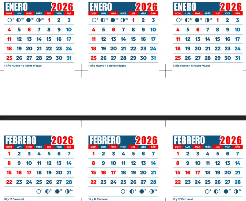 Calendario 2026 Almanaque editable Cdr PDF