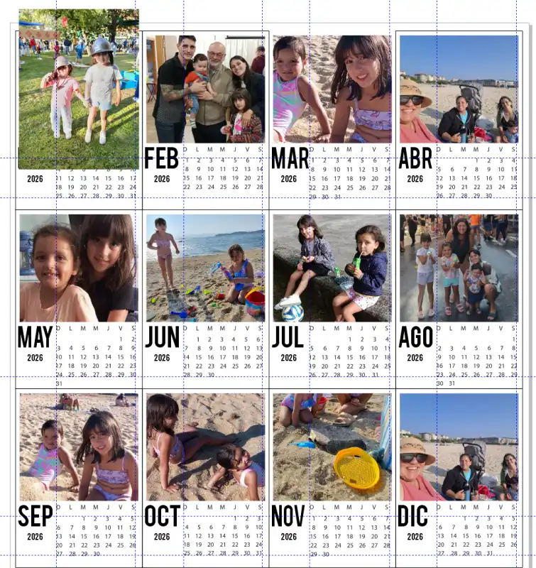 Calendario Polaroid 2026 editable Coreldraw