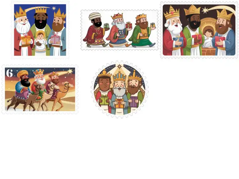 estampas stickers 3 reyes magos 14 diseños png
