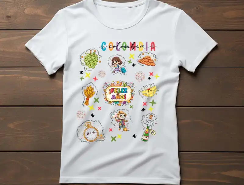 Feliz año Colombia plantillas DTF Sublimacion