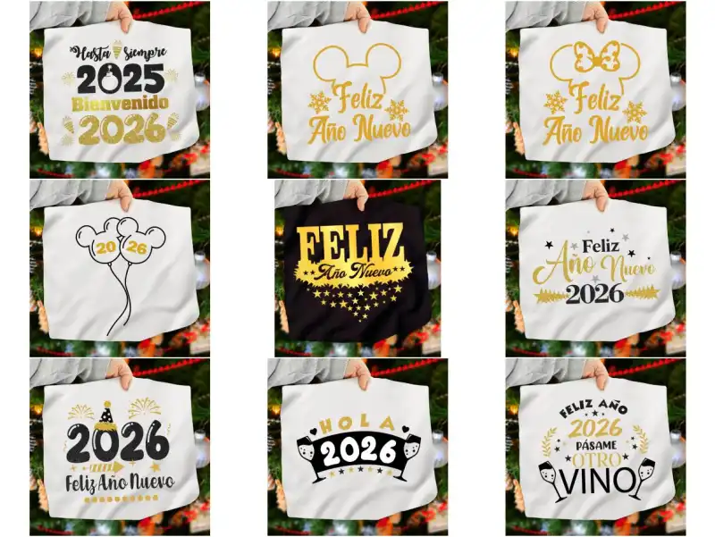 26 vectores playeras 2026 año nuevo png