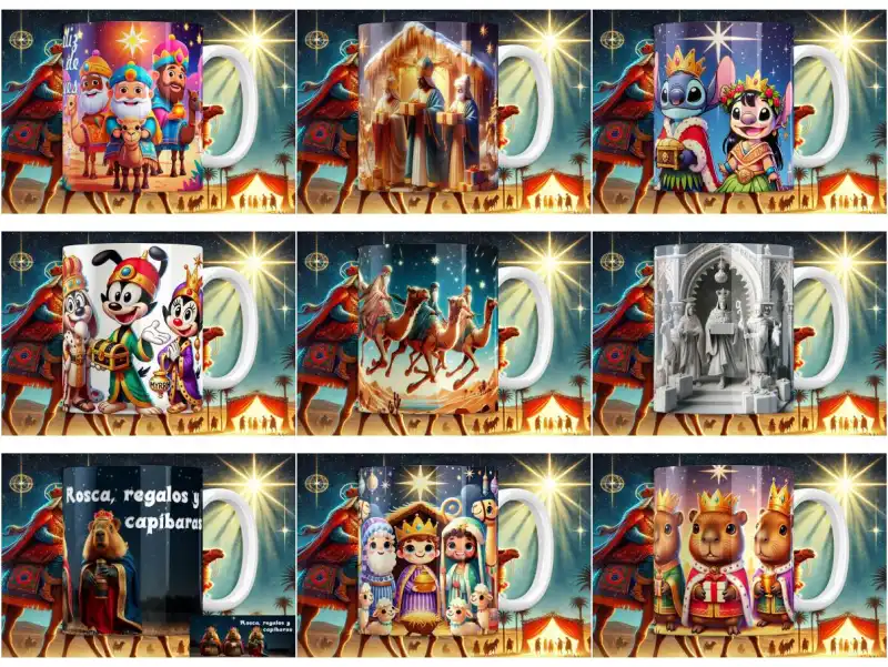 50 diseños dia de reyes playeras y tazas png sublimacion