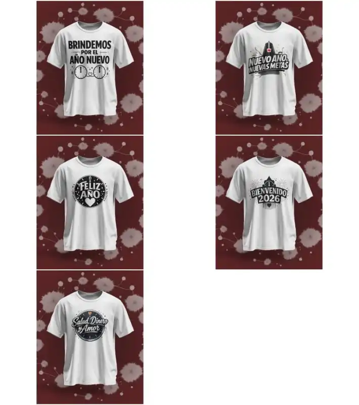 Año nuevo Feliz año  DTF Sublimacion 10 diseños