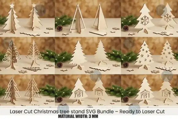 árbol de Navidad cortado con láser 10 diseños