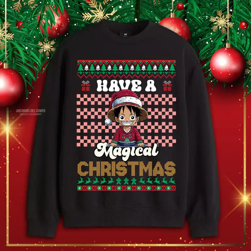 Luffy One piece UGLY SWEATER navidad dtf png