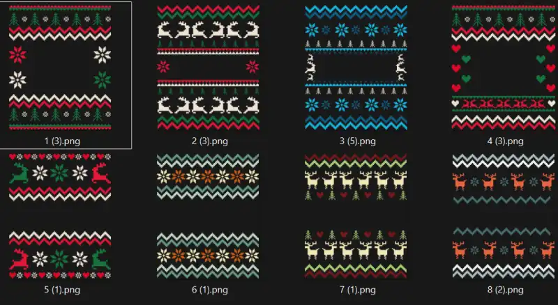 Marcos en blanco para personalizar suéter ugly navideño 8 diseños