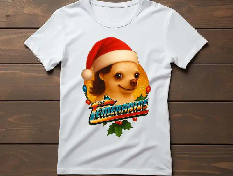 Perrito temerario plantilla sublimación playera navidad