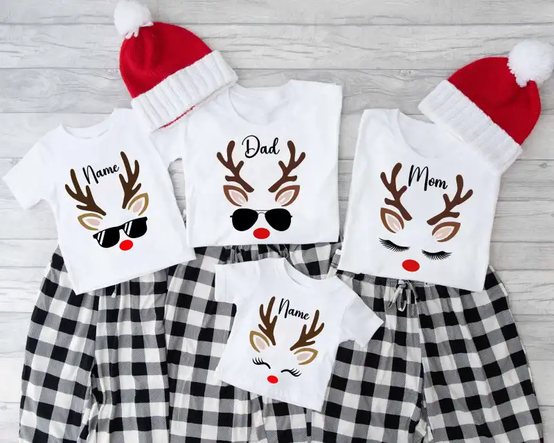 Familia Renos Navidad 4 diseños png psd