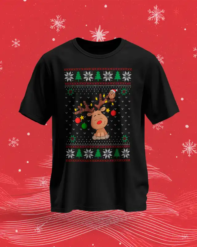 Reno navidad Crochet tejido png ugly 2 diseños playera