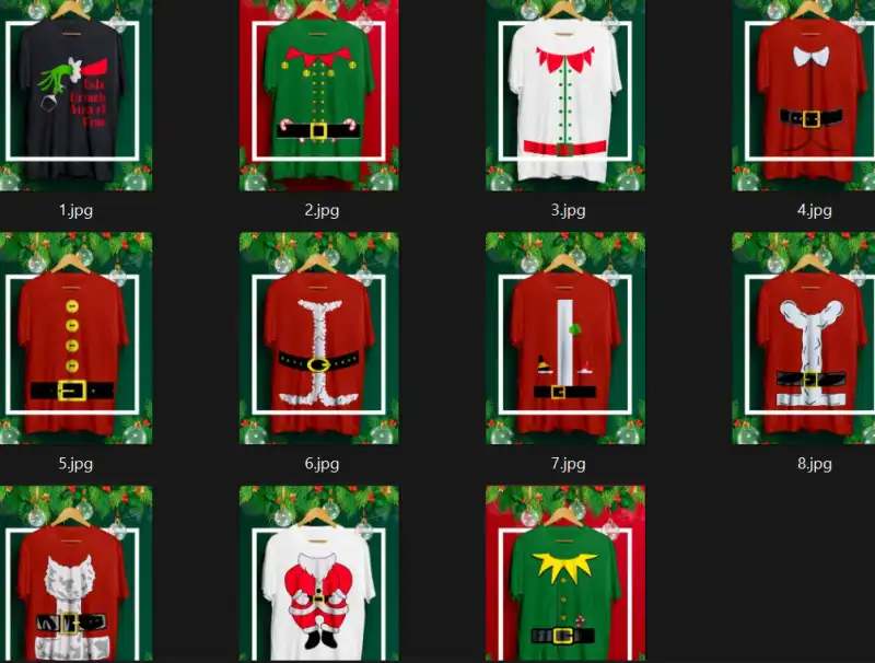 TORSOS trajes SANTA Duede elfo playeras 10 diseños vectores png