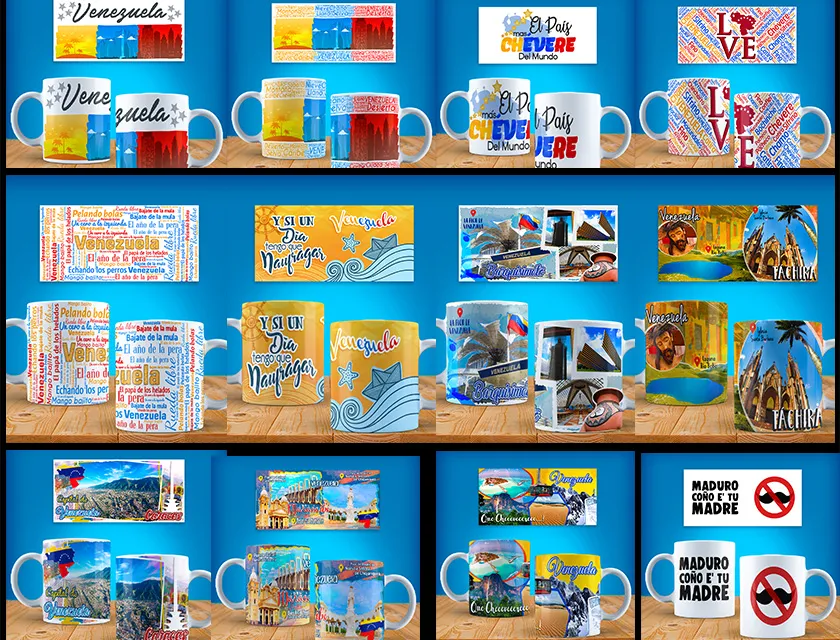 Plantillas tazas Venezuela Turismo Sublimacion