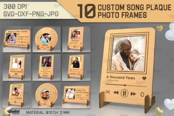 10 porta retratos reproductor de musica corte laser