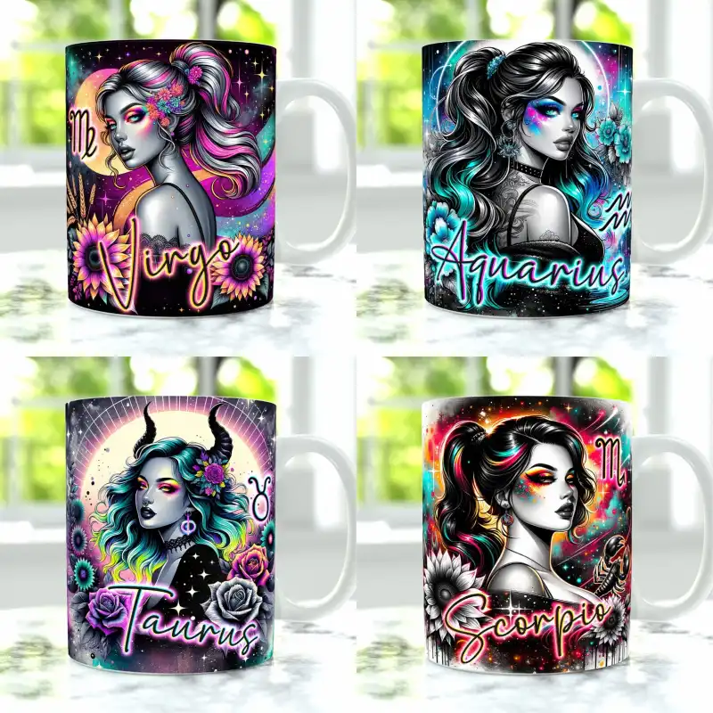 12 plantillas tazas zodiaco png 11 oz y 15 oz