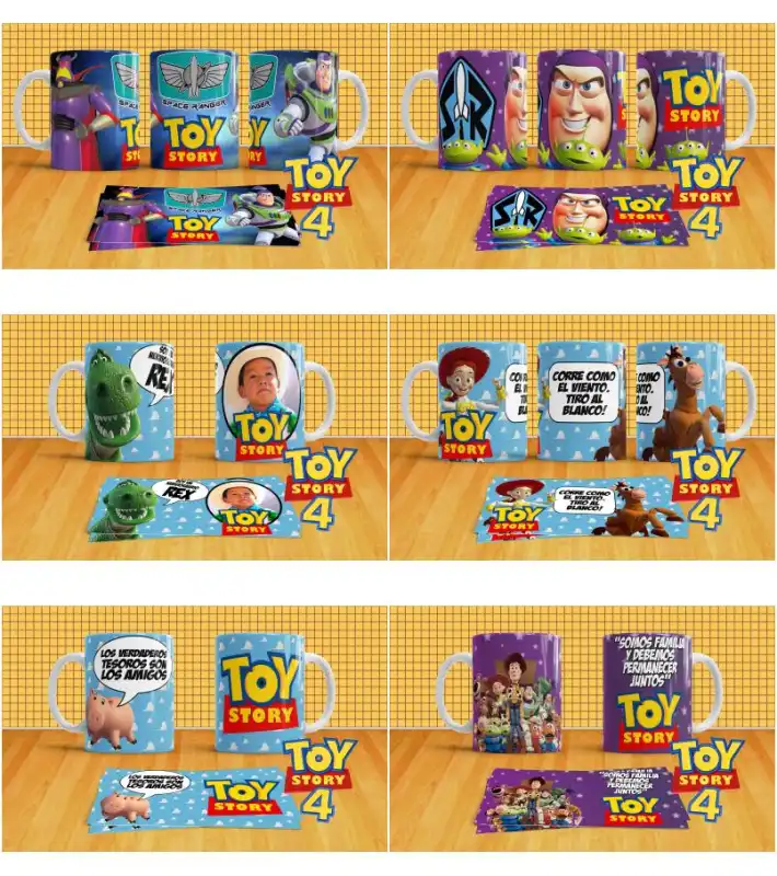 12 plantillas toy story tazas editables