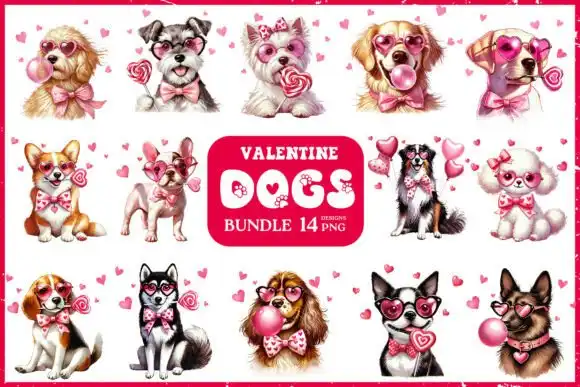 14 clipart cachorros perros san Valentín PNG