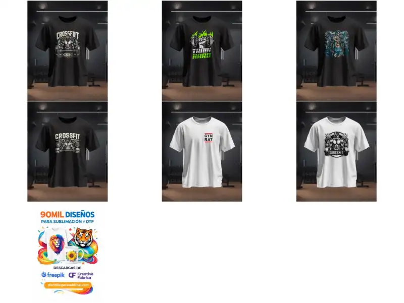 15 plantillas paRA GYM Vectores PNG dtf sublimacion