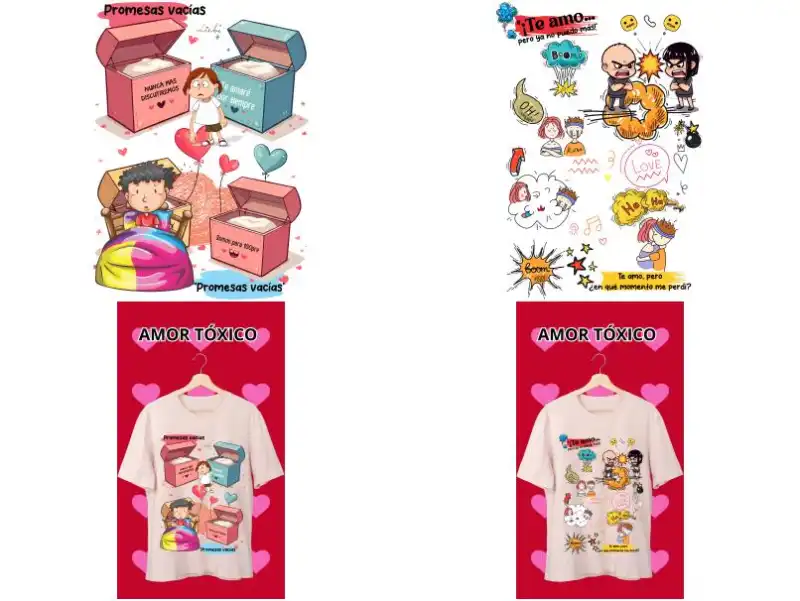 2 diseños amor toxico anti san valentin png playeras