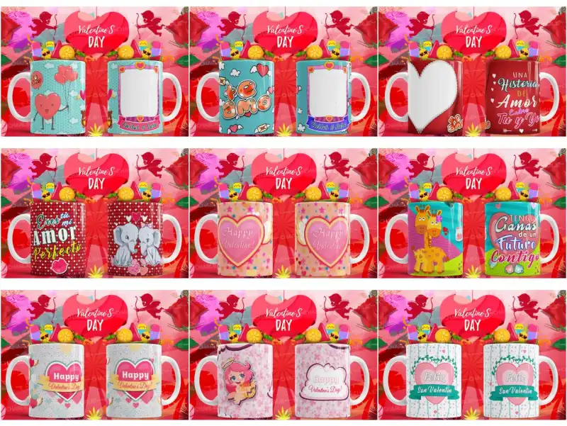 30 plantillas para foto san valentin tazas editables