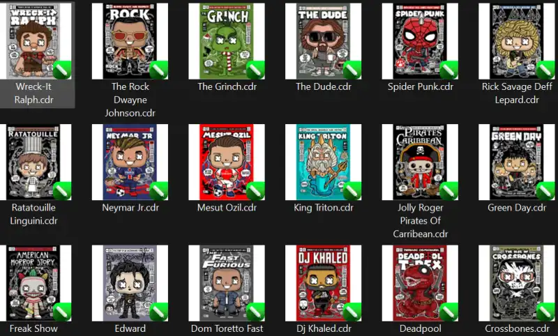 36 vectores Funkos Cabezones Coreldraw Vol1