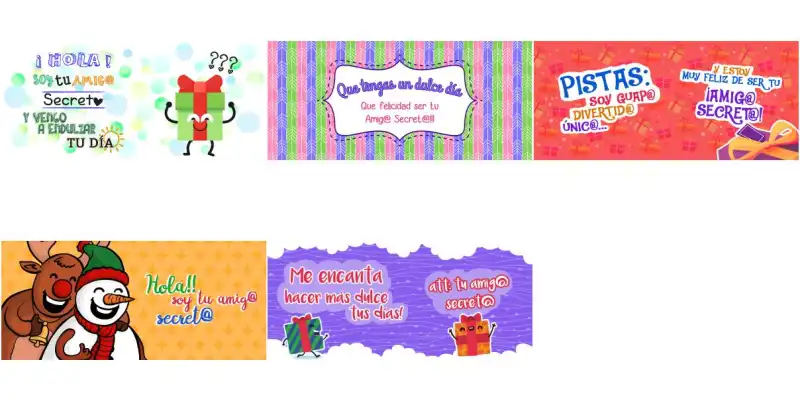 5 plantillas amigo secreto tazas sublimar editables