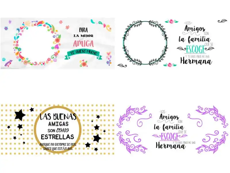 7 plantillas amigos amigas png tazas