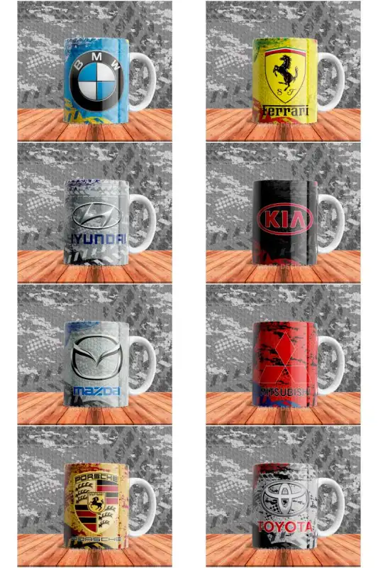 8 plantillas marcas de autos tazas logos editables