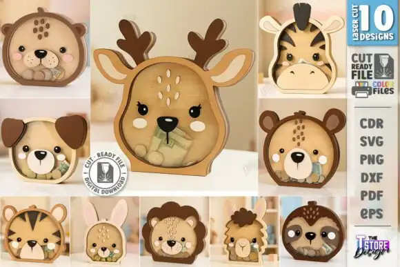 Alcancias Caras de animales corte laser