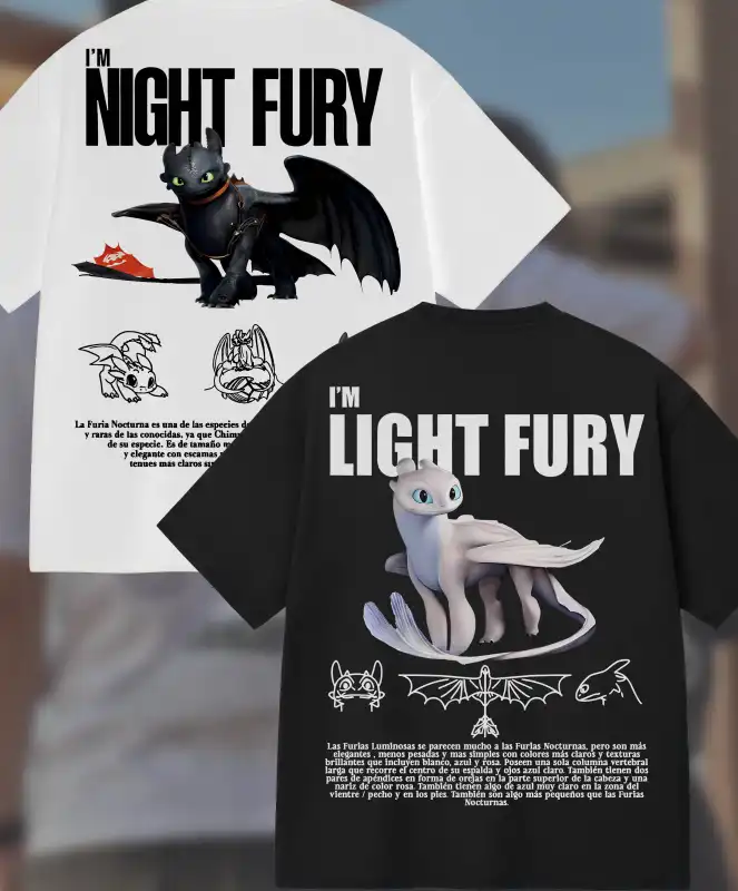 Furia nocturna Light Fury 2 plantillas DTF Sublimacion