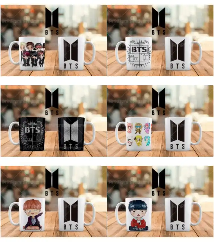 11 PLANTILLAS bts tazas caricaturas k pop